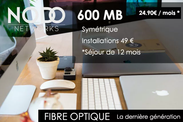 Nodo Nextwork, débit fibre optique de 600MB
